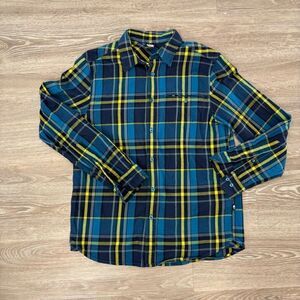 The North Face Regular Fit Men Green Blue Flanel Cotton Shirt sz M